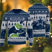 Dallas Cowboys Grinch Stare Ugly Christmas Sweater - TeeUgly