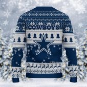 Dallas Cowboys Grinch Stare Ugly Christmas Sweater Back - TeeUgly