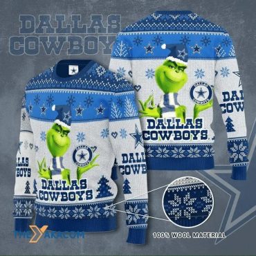 Dallas Cowboys Grinch Ugly Christmas Sweater