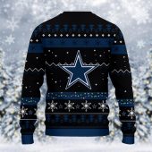 Dallas Cowboys Light Up Santa Ugly Christmas Sweater Back - TeeUgly