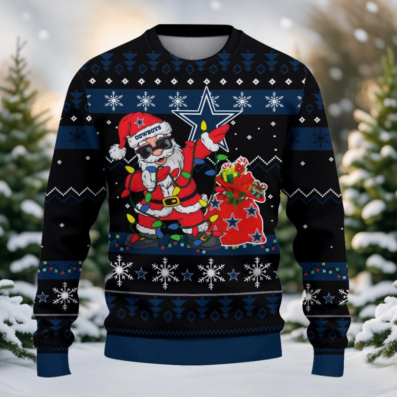 Dallas Cowboys Light-Up Santa Ugly Christmas Sweater