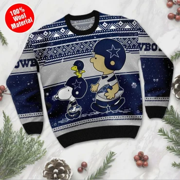 Dallas Cowboys Peanuts Huddle Ugly Christmas Sweater