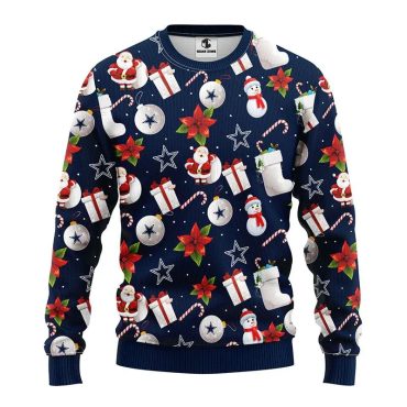 Dallas Cowboys Santa Claus Snowman Christmas Ugly Sweater
