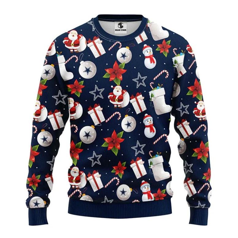 Dallas Cowboys Santa Claus Snowman Christmas Ugly Sweater