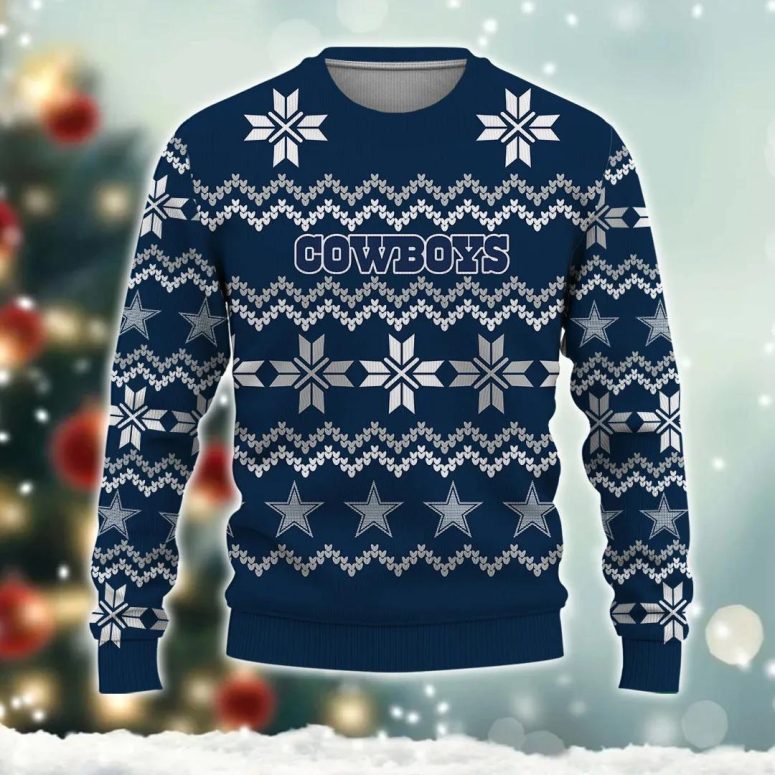 Dallas Cowboys Star Navy White Ugly Christmas Sweater