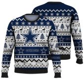 Dallas Cowboys Tree Reindeer Pattern Ugly Christmas Sweater