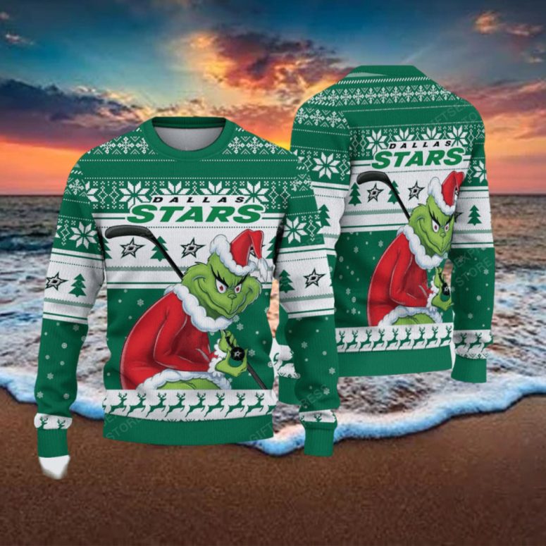 Dallas Stars Grinch Beach Holiday Ugly Christmas Sweater