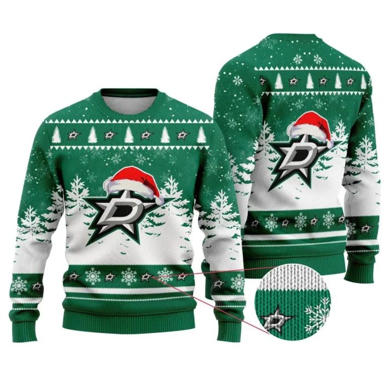 Dallas Stars Santa Hat Ugly Christmas Sweater