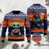 Denver Broncos Baby Yoda Force Fan Ugly Christmas Sweater