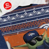 Denver Broncos Baby Yoda Force Fan Ugly Christmas Sweater Above - TeeUgly