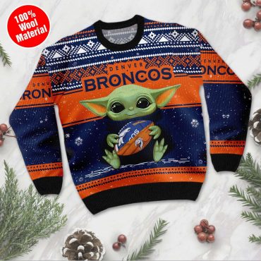 Denver Broncos Baby Yoda Force Fan Ugly Christmas Sweater