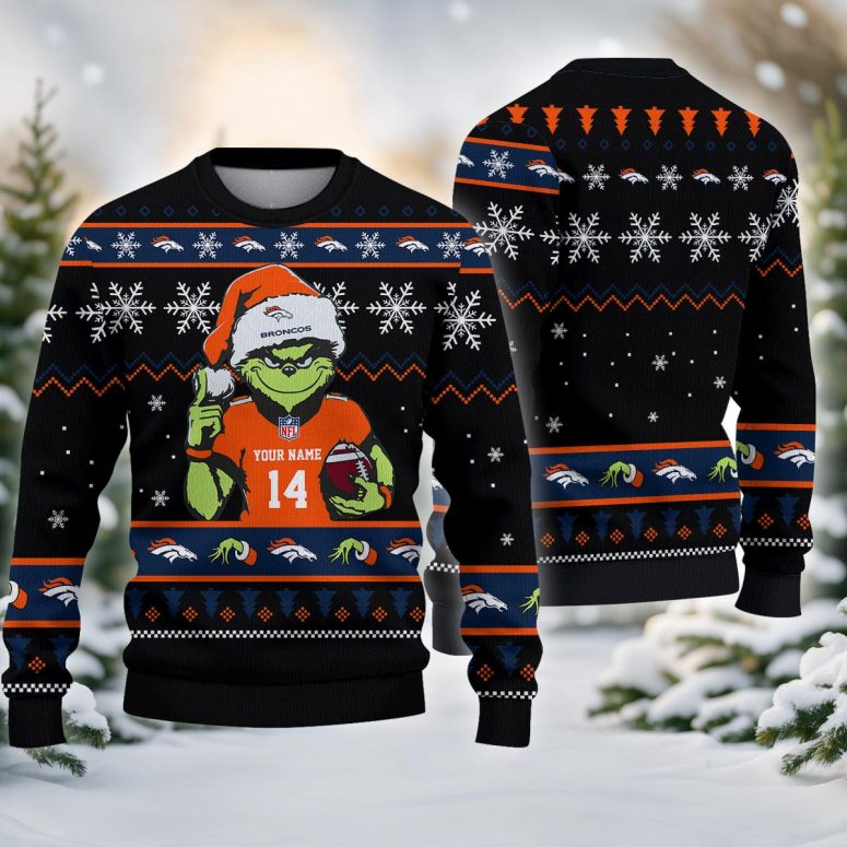 Denver Broncos Grinch Game Day Ugly Christmas Sweater