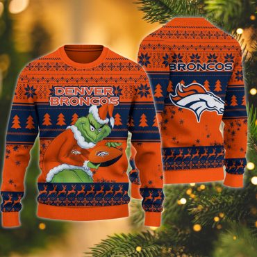 Denver Broncos Grinch Holiday Heist Ugly Christmas Sweater