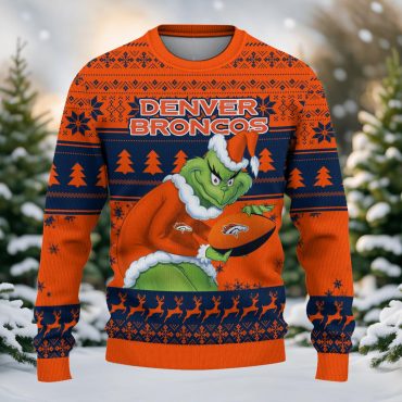 Denver Broncos Grinch Holiday Heist Ugly Christmas Sweater