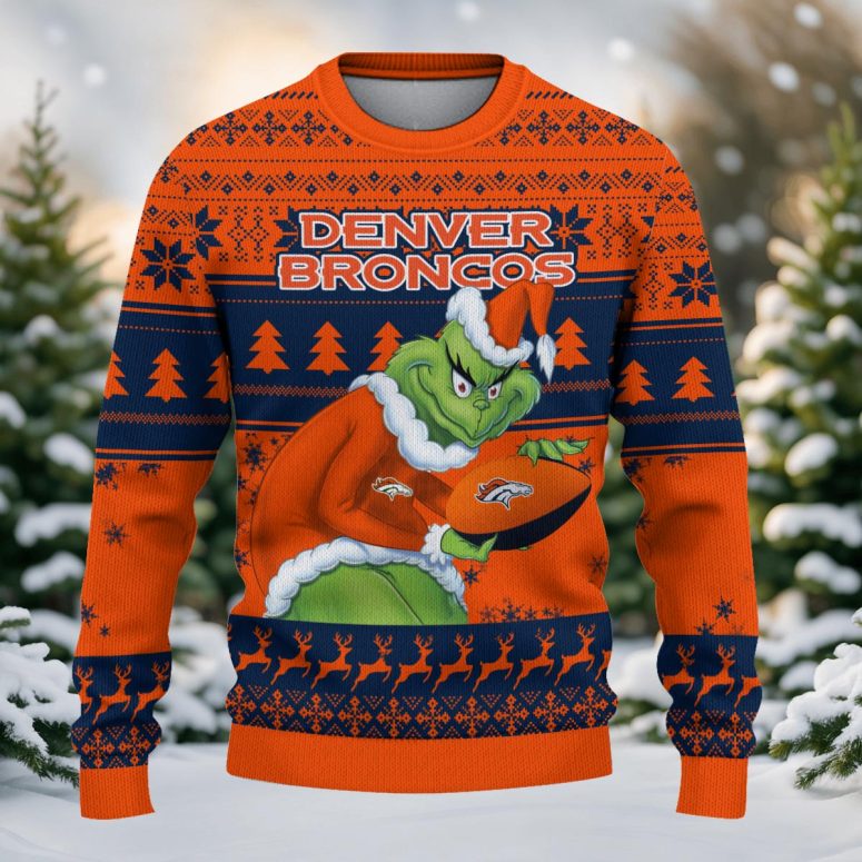 Denver Broncos Grinch Holiday Heist Ugly Christmas Sweater