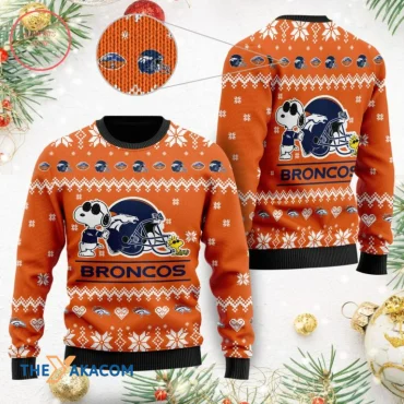 Denver Broncos Snoopy Sideline Spirit Ugly Christmas Sweater
