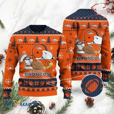 Denver Broncos Snoopy Touchdown Ugly Christmas Sweater