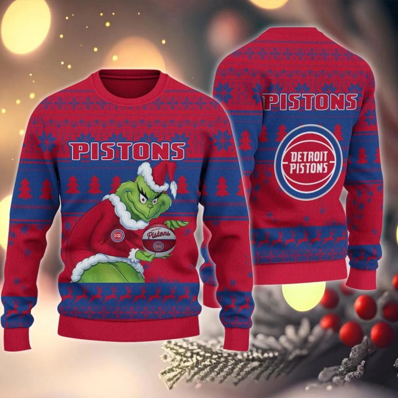 Detroit Pistons Grinch Stolen Ugly Christmas Sweater