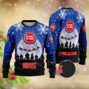 Detroit Pistons Sleigh Ride Slam Ugly Christmas Sweater