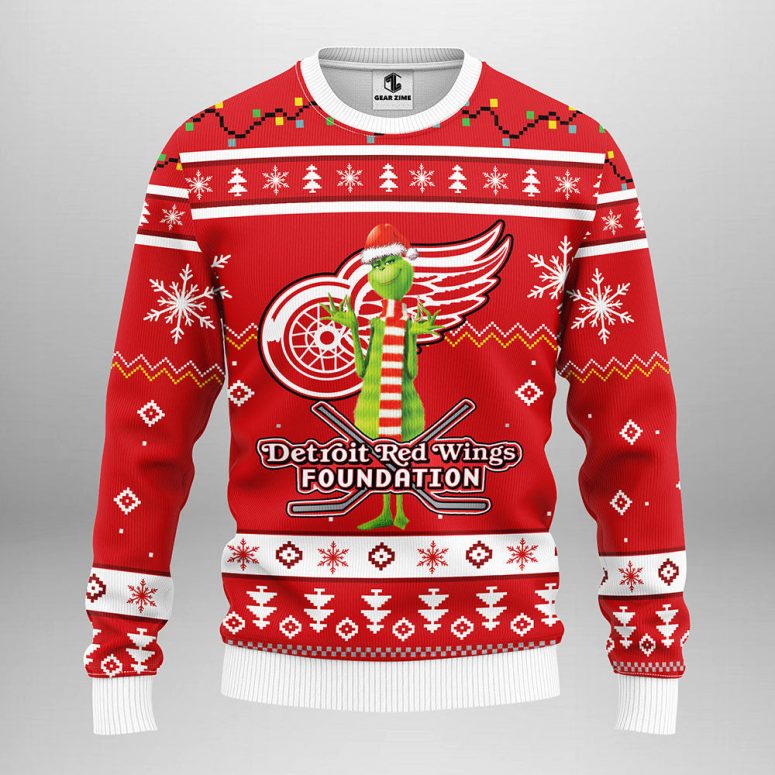Detroit Red Wings Funny Grinch Ugly Christmas Sweater