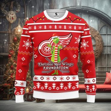 Detroit Red Wings Grinch Hockey Ugly Christmas Sweater