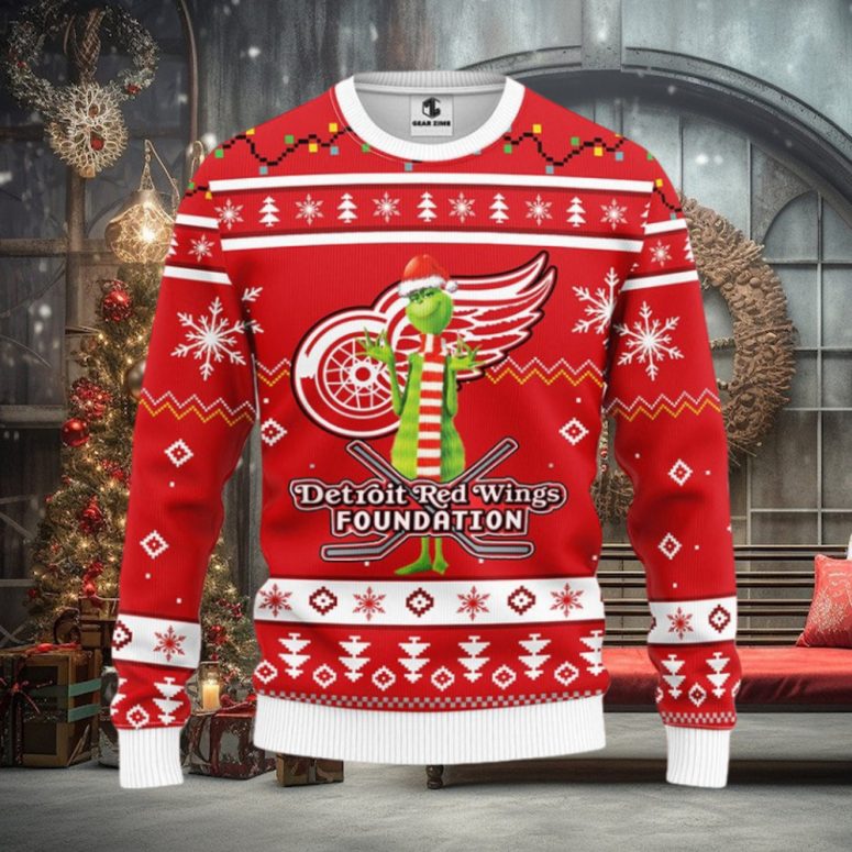 Detroit Red Wings Grinch Hockey Ugly Christmas Sweater
