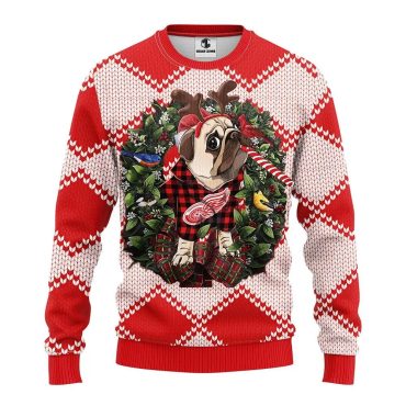 Detroit Red Wings Pub Dog Ugly Christmas Sweater
