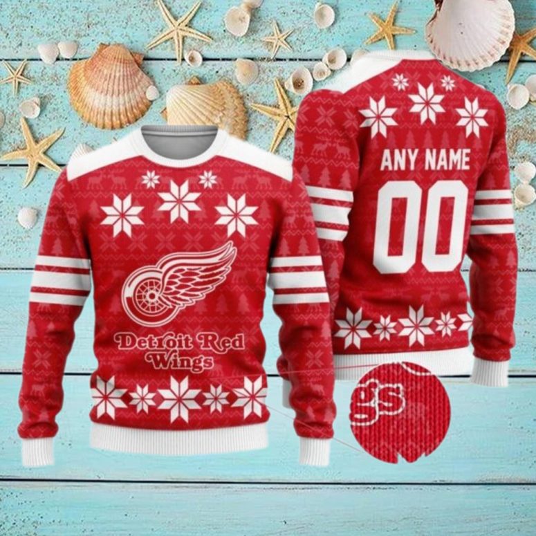 Detroit Red Wings Snowflake Cheer Ugly Christmas Sweater