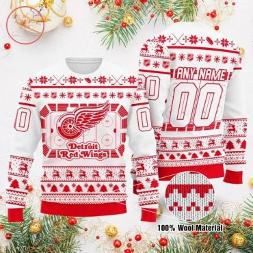 Detroit Red Wings Winter Ice Rink Ugly Christmas Sweater