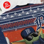 Detroit Tigers Baby Yoda Baseball Ugly Christmas Sweater Above - TeeUgly