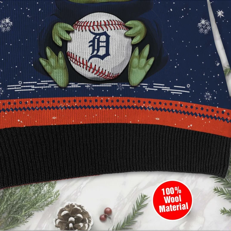 Detroit Tigers Baby Yoda Baseball Ugly Christmas Sweater