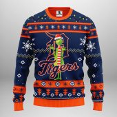 Detroit Tigers Funny Grinch Ugly Christmas Sweater - TeeUgly