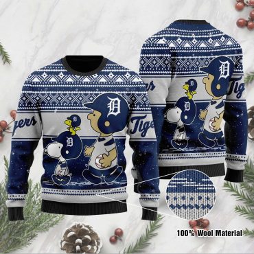 Detroit Tigers Peanuts Family Fun Ugly Christmas Sweater