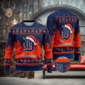 Detroit Tigers Santa Hat Holiday Ugly Christmas Sweater