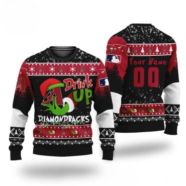 Grinch Drink Up Arizona Diamondbacks Custom Ugly Christmas Sweater