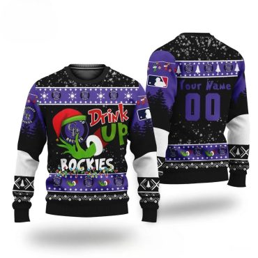 Grinch Drink Up Colorado Rockies Custom Ugly Christmas Sweater