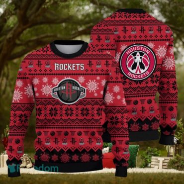 Houston Rockets Snowy Basketball Slam Ugly Christmas Sweater