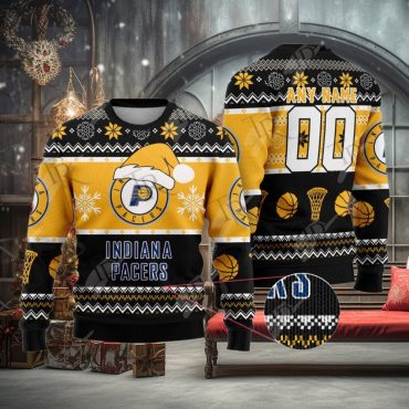 Indiana Pacers Snowy Hoops Holiday Ugly Christmas Sweater