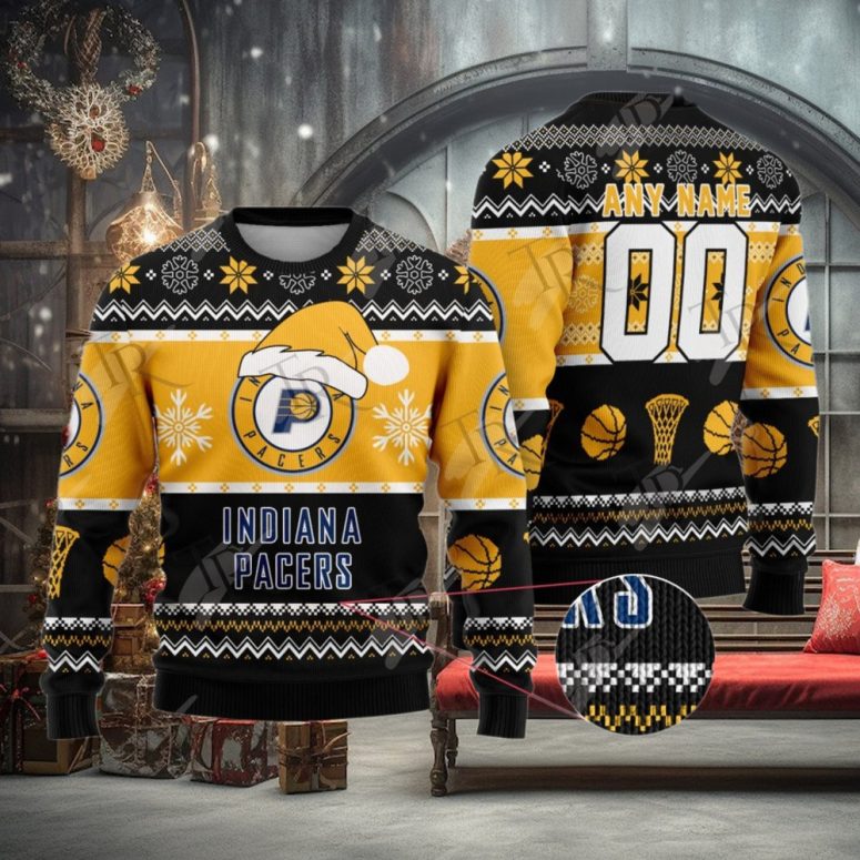 Indiana Pacers Snowy Hoops Holiday Ugly Christmas Sweater