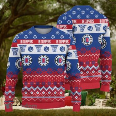LA Clippers Hoops & Snowflakes Ugly Christmas Sweater