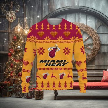 Miami Heat Festive Hoops Ugly Christmas Sweater