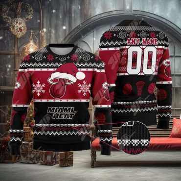 Miami Heat Frosty Slam Dunk Ugly Christmas Sweater