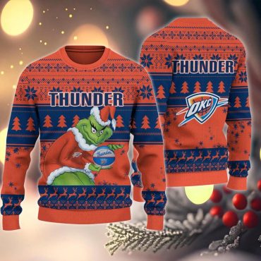 Oklahoma City Thunder Grinch Stolen Ugly Christmas Sweater