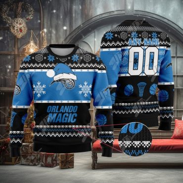 Orlando Magic Snowy Hoops Ugly Christmas Sweater