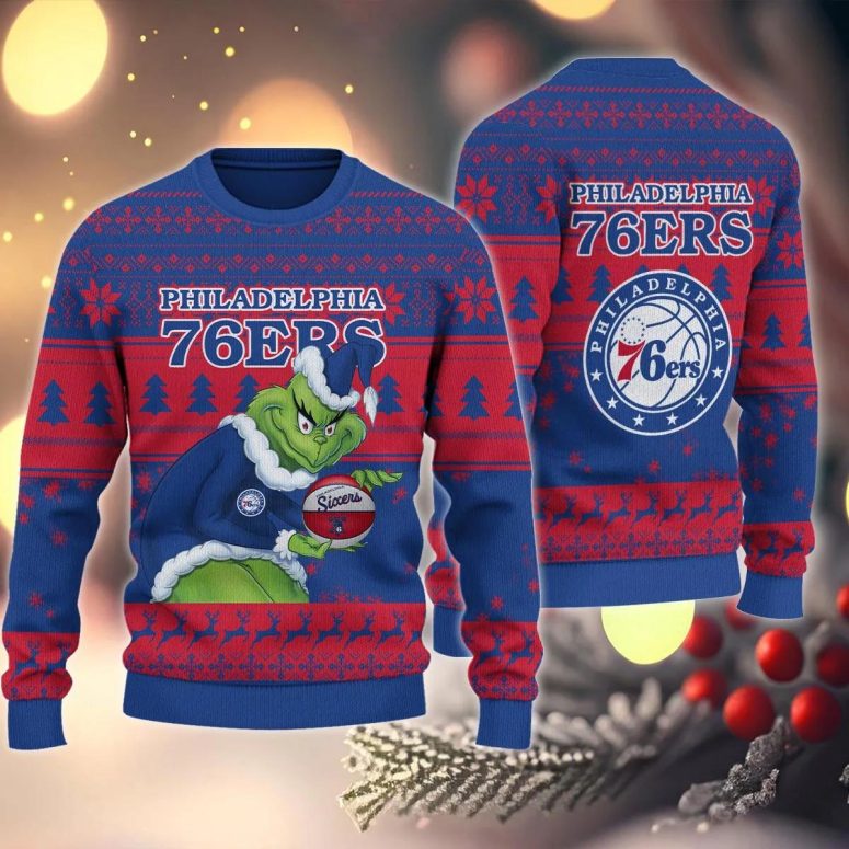 Philadelphia 76ers Grinch Stolen Ugly Christmas Sweater