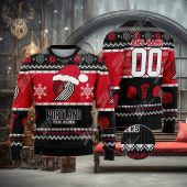 Portland Trail Blazers Snowy Hoops Ugly Christmas Sweater