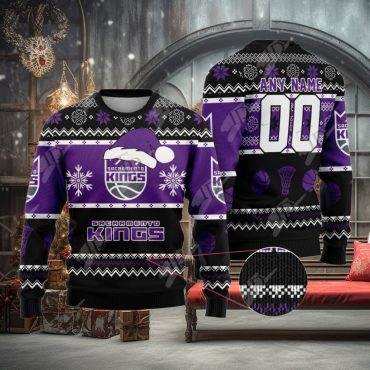 Sacramento Kings Snowy Hoops Ugly Christmas Sweater
