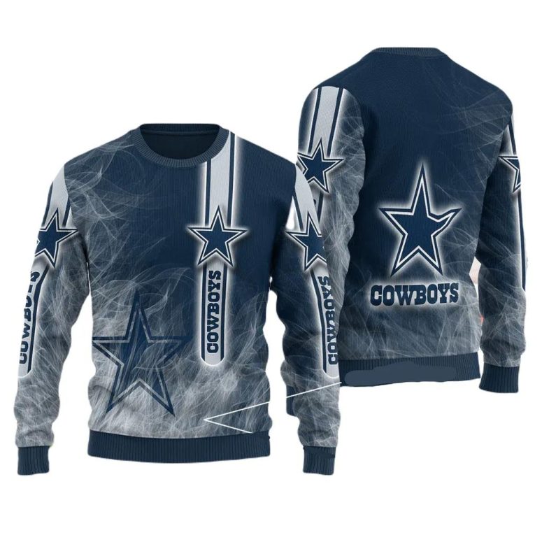 Smoke Graphic Dallas Cowboys Ugly Christmas Sweater