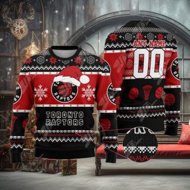 Toronto Raptors Santa Hat Ugly Christmas Sweater