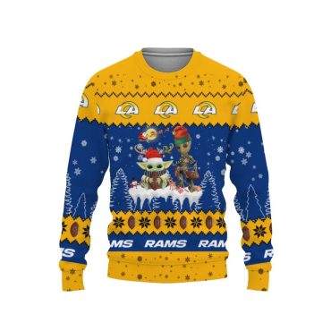 Baby Yoda Groot Cute Los Angeles Chargers Ugly Christmas Sweater